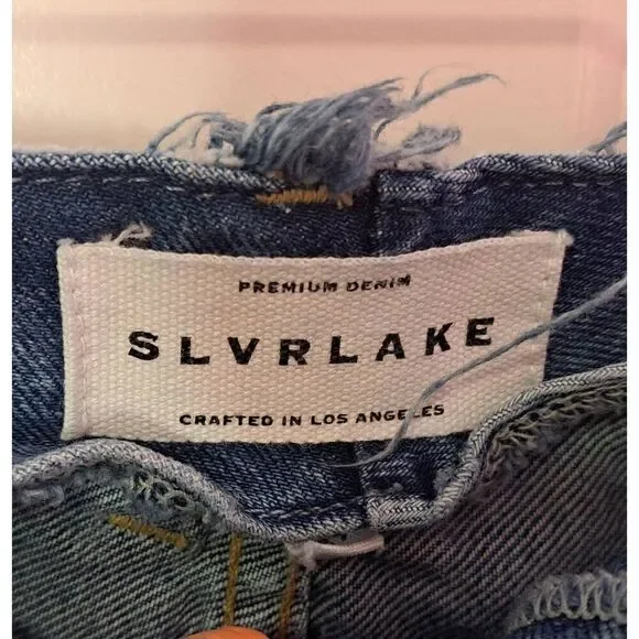 SLVRLAKE Women's Taylor High Rise Wide Leg Jean Sweet Memory Wash size 27 PETITE